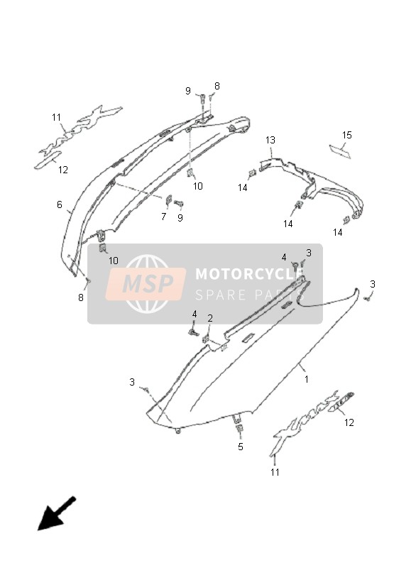 Yamaha YP125R X-MAX 2007 SEITLICHE ABDECKUNG für ein 2007 Yamaha YP125R X-MAX